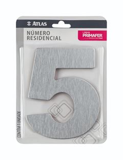 NUMERO ADESIVO ATLAS P/CASA Nº5 ALUMINIO